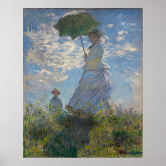 Poster Claude Monet - Mulher com Parasol La Promenade