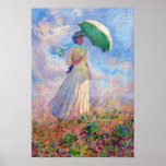 Poster Claude Monet - Mulher com Parasol virada para a di<br><div class="desc">Estudo de uma Figura ao ar livre,  também conhecida como Mulher com Parasol/Guarda-chuvas virada para a direita. Por Claude Monet em 1886.</div>
