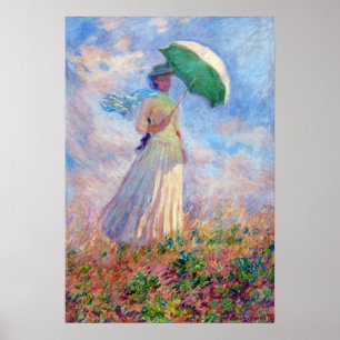 Poster Claude Monet - Mulher com Parasol virada para a di