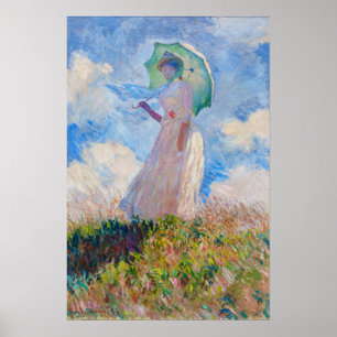 Poster Claude Monet - Mulher com Parasol virada para a es