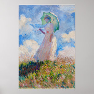 Poster Claude Monet - Mulher com Parasol virada para a es
