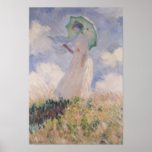 Poster Claude Monet Mulher com Parasol virada para a es