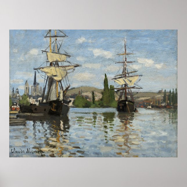 Poster Claude Monet naves na Viagem do rio Sena (Frente)