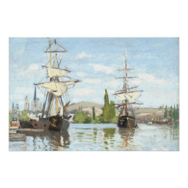 Pôster Claude Monet. Navios a voar no Sena em Rouen