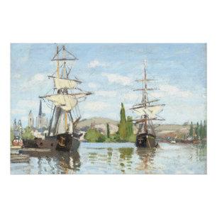 Pôster Claude Monet. Navios a voar no Sena em Rouen