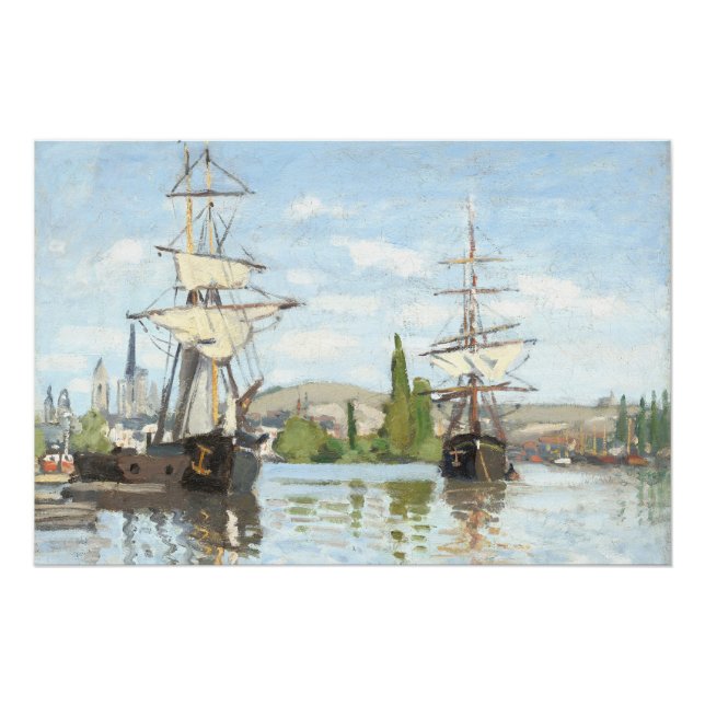 Pôster Claude Monet. Navios a voar no Sena em Rouen (Frente)