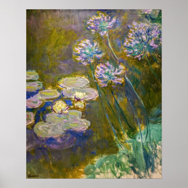 Poster Claude Monet - Nenúfares e Agapanthus (Frente)