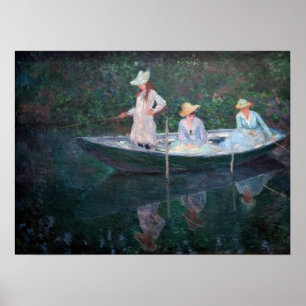 Poster Claude Monet - No Barco Norvegienne em Giverny
