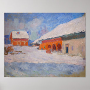 Poster Claude Monet - Noruega, Casas Vermelhas em Bjorneg