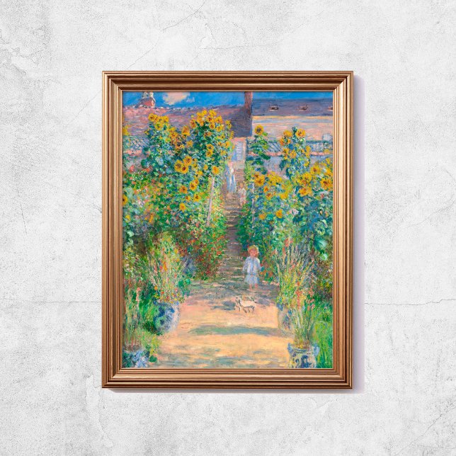 Poster Claude Monet O Jardim Dos Artistas Girassóis Arte  (Claude Monet The Artists Garden Sunflowers Old Art Poster
)