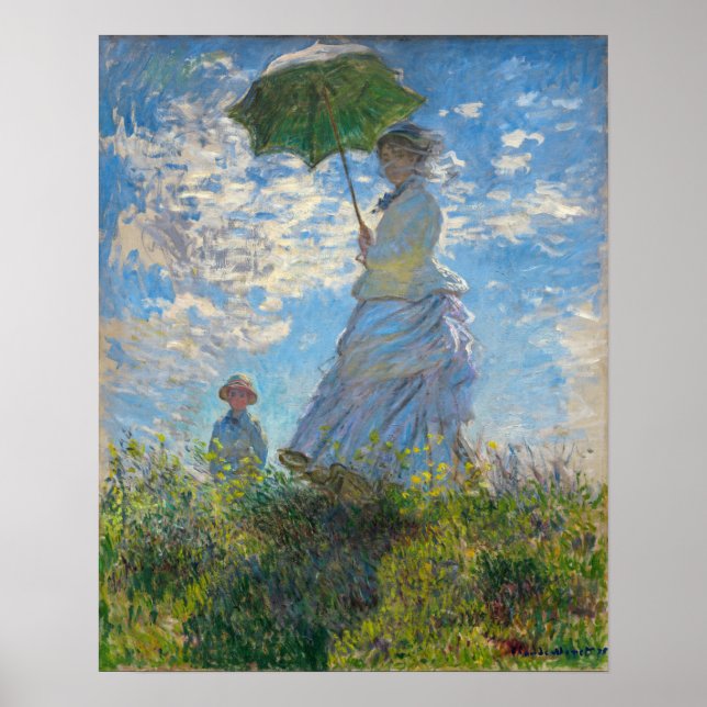 Poster Claude Monet - O Promenade, Mulher com Parasol (Frente)