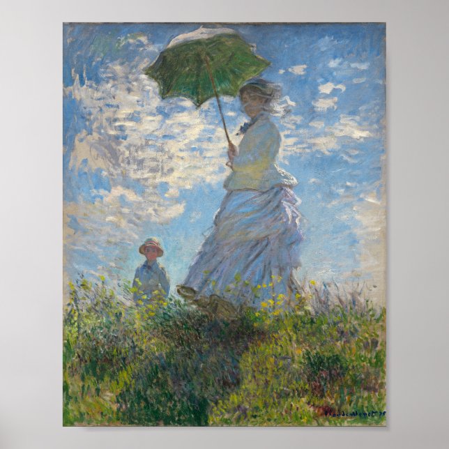 Poster Claude Monet Painting of Lady with Parasol (Frente)