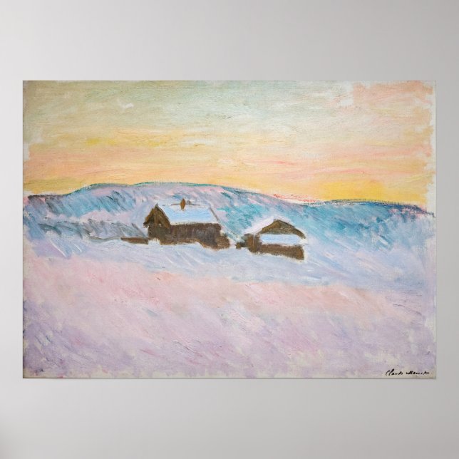 Poster Claude Monet - Paisagem Noruega, Casas Azuis (Frente)