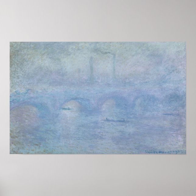 Pôster Claude Monet | Ponte Waterloo: Efeito da cintura (Frente)