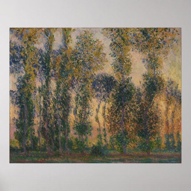 Poster Claude Monet - Poplars em Giverny, Sunrise (Frente)