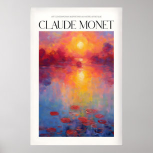 Poster Claude Monet Pôr do Sol Vibrante Lírios Aquáticos