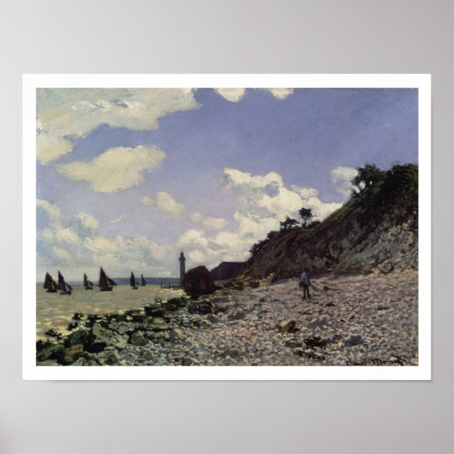 Pôster Claude Monet | Praia em Honfleur, 1864 (Frente)