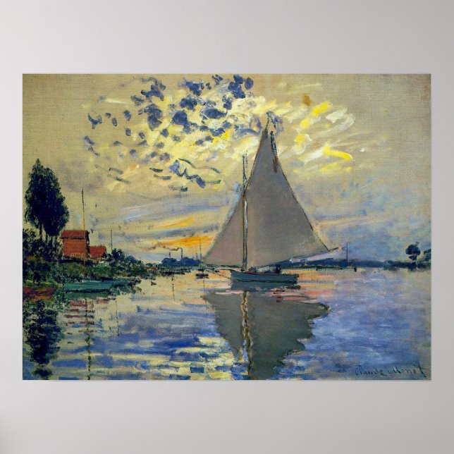 Poster Claude Monet - Sailboat at Le Petit-Gennevilliers (Frente)