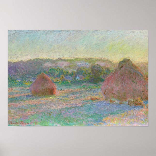 Poster Claude Monet Stacks of Wheat End of Summer Trabalh (Frente)