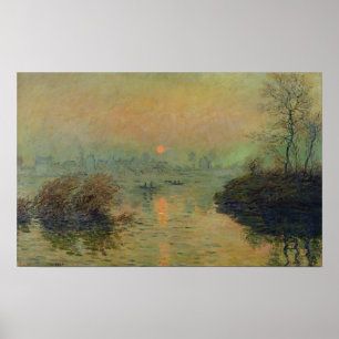 Pôster Claude Monet   Sun que ajusta-se sobre o Seine
