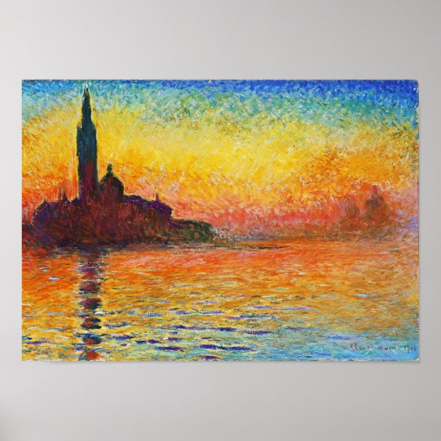 Poster Claude Monet Sunset Em Veneza Impressionista Arte (Frente)