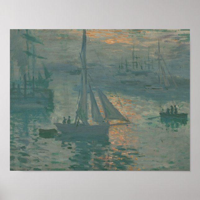 Pôster Claude Monet - Sunset (fuzileiro) (Frente)