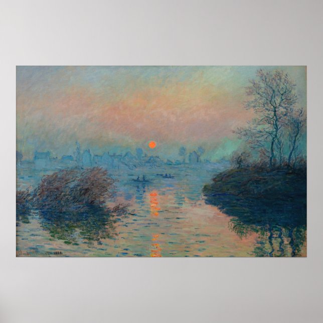 Poster Claude Monet - Sunset sobre o Sena em Lavacourt (Frente)