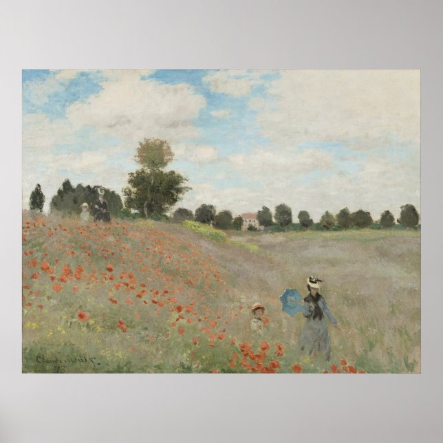 Poster Claude Monet The Poppy Field, próximo a Argenteuil (Frente)