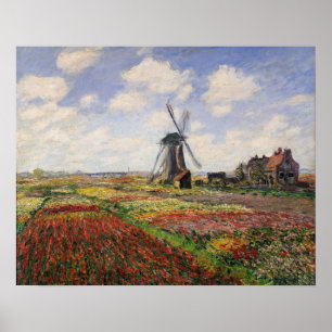Pôster Claude Monet   Tulip Fields Rijnsburg Windmill