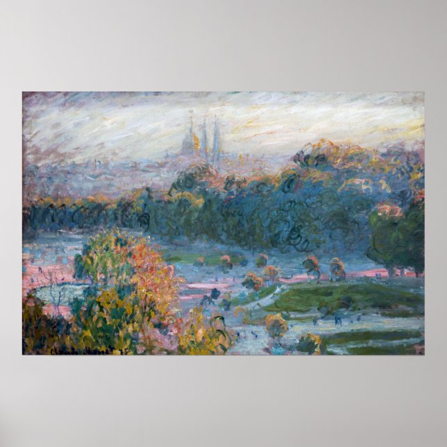 Poster Claude Monet - Vista das Tuilarias, Estudo (Frente)