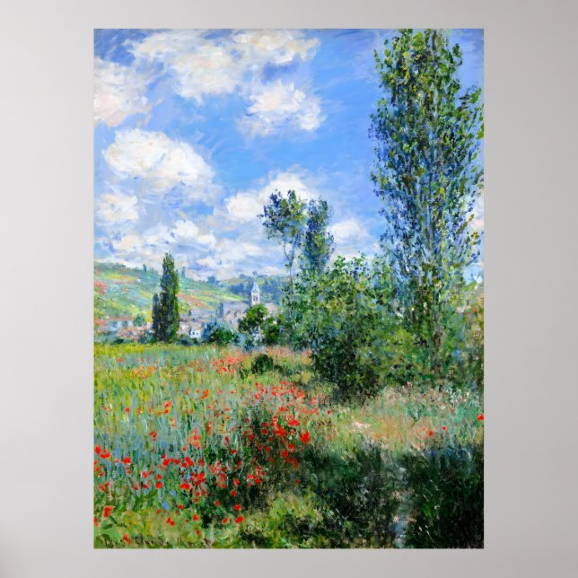 Poster Claude Monet, Vista de Vé theuil, 1880 (Frente)