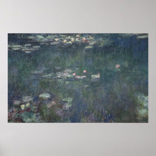 Poster Claude Monet Waterlilies: Reflexões verdes