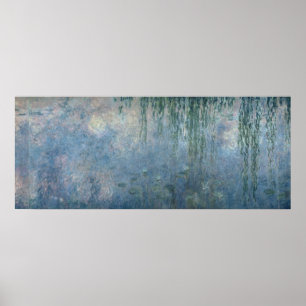 Pôster Claude Monet   Waterlilies: Salgueiros Weeping,