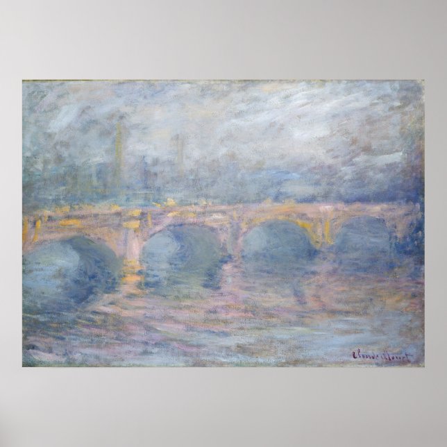Poster Claude Monet | Waterloo Bridge, Londres, em Sunset (Frente)