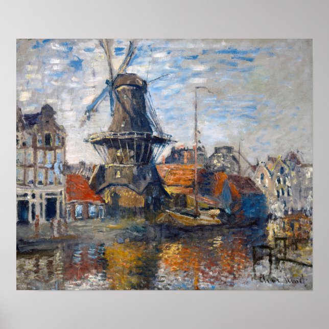 Poster Claude Monet - Windmill, Amesterdã (Frente)