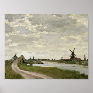 Pôster Claude Monet - Windmills Perto de Zaandam