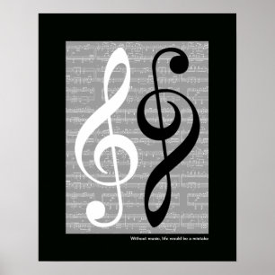 Pôster clave de música de parede