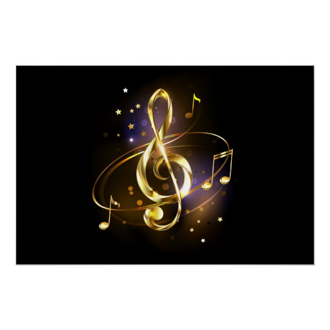 Pôster Clave de Sol de Música Dourada (Frente)
