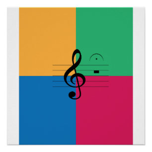 Pôster Clave de sol, fermata, música, jazz