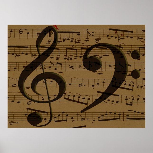 Poster Clavé de Sol Musical Partitura Clássica  (Frente)