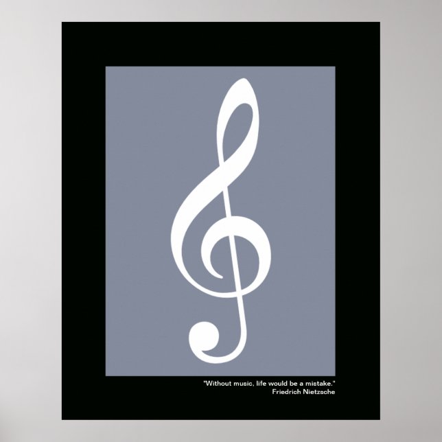 Poster clave de triplo branco de música (Frente)