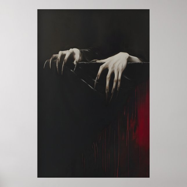 Poster Clawed Hands Dracula Vampire Print, Gothic Art Dar (Frente)