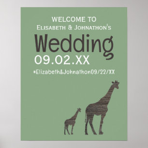 Poster Clay Safari Giraffe, Boas-vindas ao Casamento Russ
