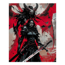 Claymore Poster Dark Fantasy Warrior Gothic Mulher