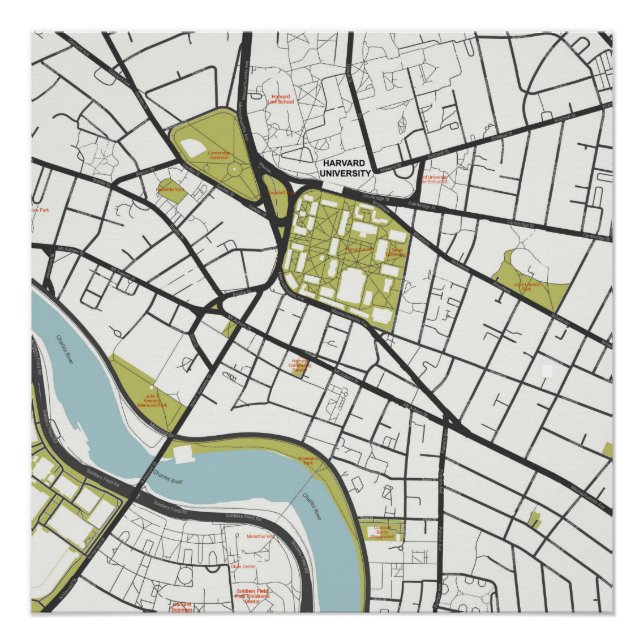 PÔSTER CLEAN HARVARD UNIVERSITY MASSACHUSETT MAPA DE DEST (Frente)