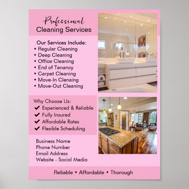 Poster Cleaning Services Flyer | Editable House Cleaning  (Frente)