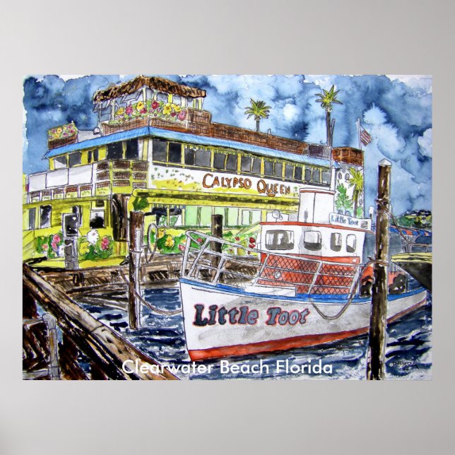 Poster clear_boat_painting, Clearwater Beach, Flórida (Frente)