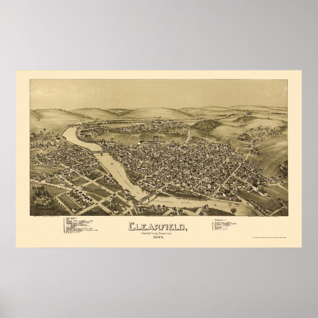 Poster Clearfield, PA Panorâmica - 1895 (Frente)