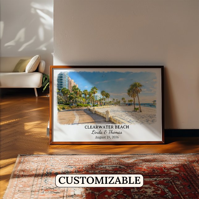 Poster Clearwater Beach Florida Poster, Watercolor (Criador carregado)