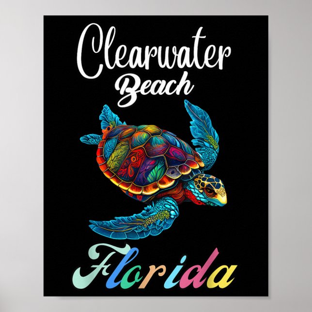 Poster Clearwater Beach, Flórida, Tie Dye Sea Turtle Famí (Frente)